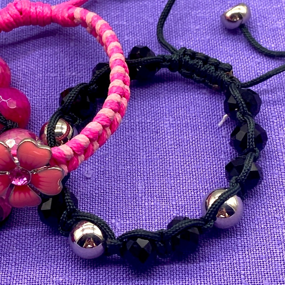 Vintage Adjustable Pull String Bracelets In Flora… - image 3